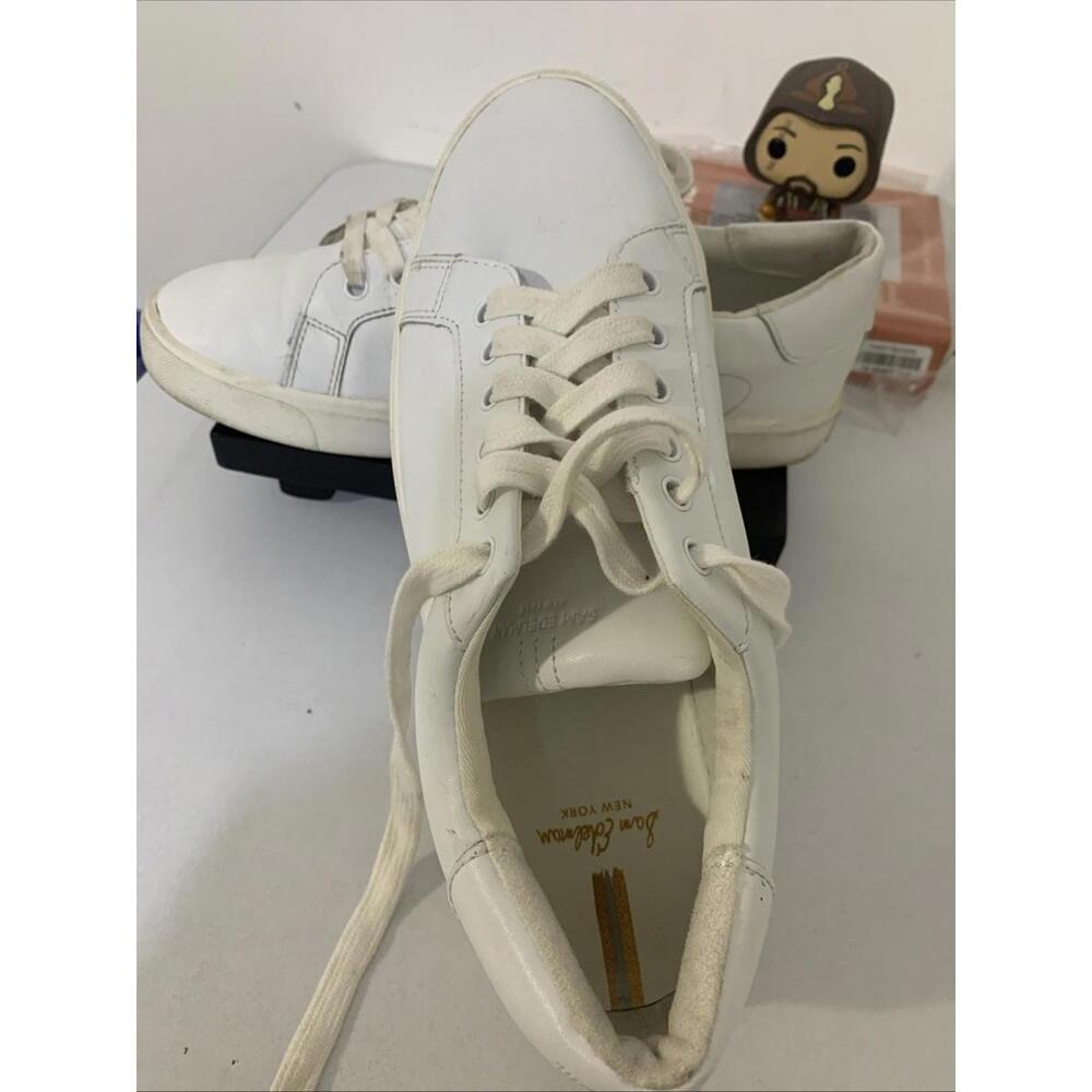 SAM EDELMAN Women's Ethyl Sneakers White Size 9.5M Low Top Lace Up Leather